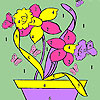 Butterflies and flowers in pot coloring