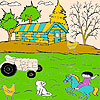 Cat and farmer coloring