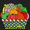 Colorful fruits in the table coloring