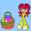 Happy girl and easter coloring
