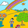 Jenny at the apple garden coloring
