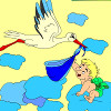 Kid's coloring: Stork and baby