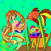Kid's coloring: Young mermaid