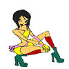 Little black haired girl coloring