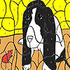 Old dog and mouse coloring