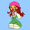 Pink big hat girl coloring