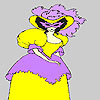 Purple masked woman coloring