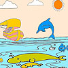 Ship and dolphins coloring