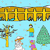 Snow man and winter night coloring