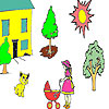 The little girl on the street coloring